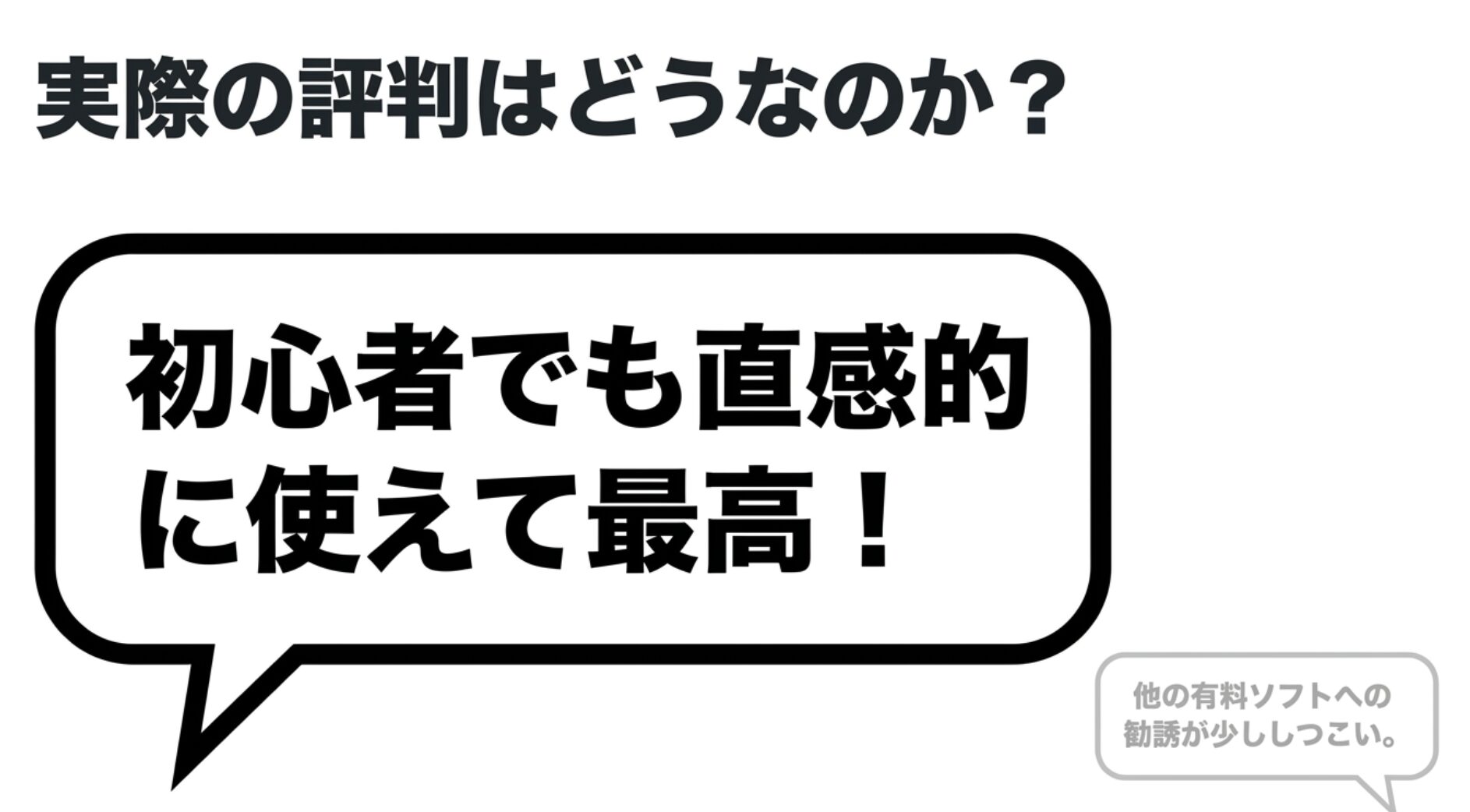 初心者でも直感的に使えるという良い評判と、他の有料ソフトへの勧誘が少ししつこいという注意点