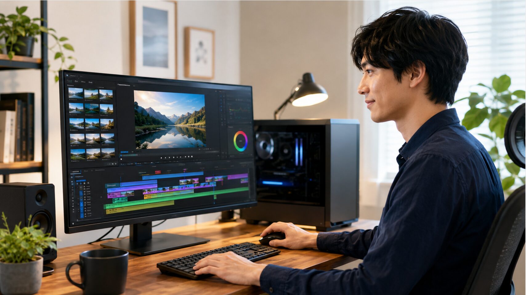 AviUtl2の拡張編集で動画や音声、テキストをレイヤー編集する日本人男性
