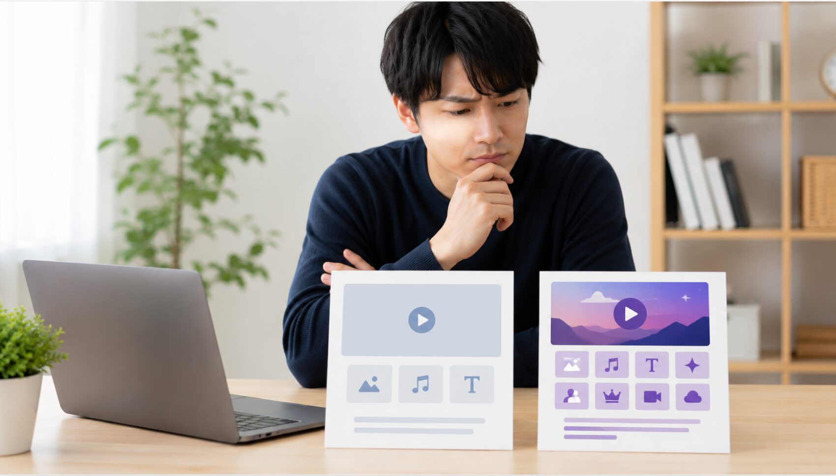 Canva無料版と有料版の機能差を比較しているイメージ