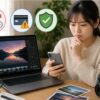 PhotoDirector解約手順と返金確認に悩む日本人女性がスマホとパソコンで契約状況を確認している様子