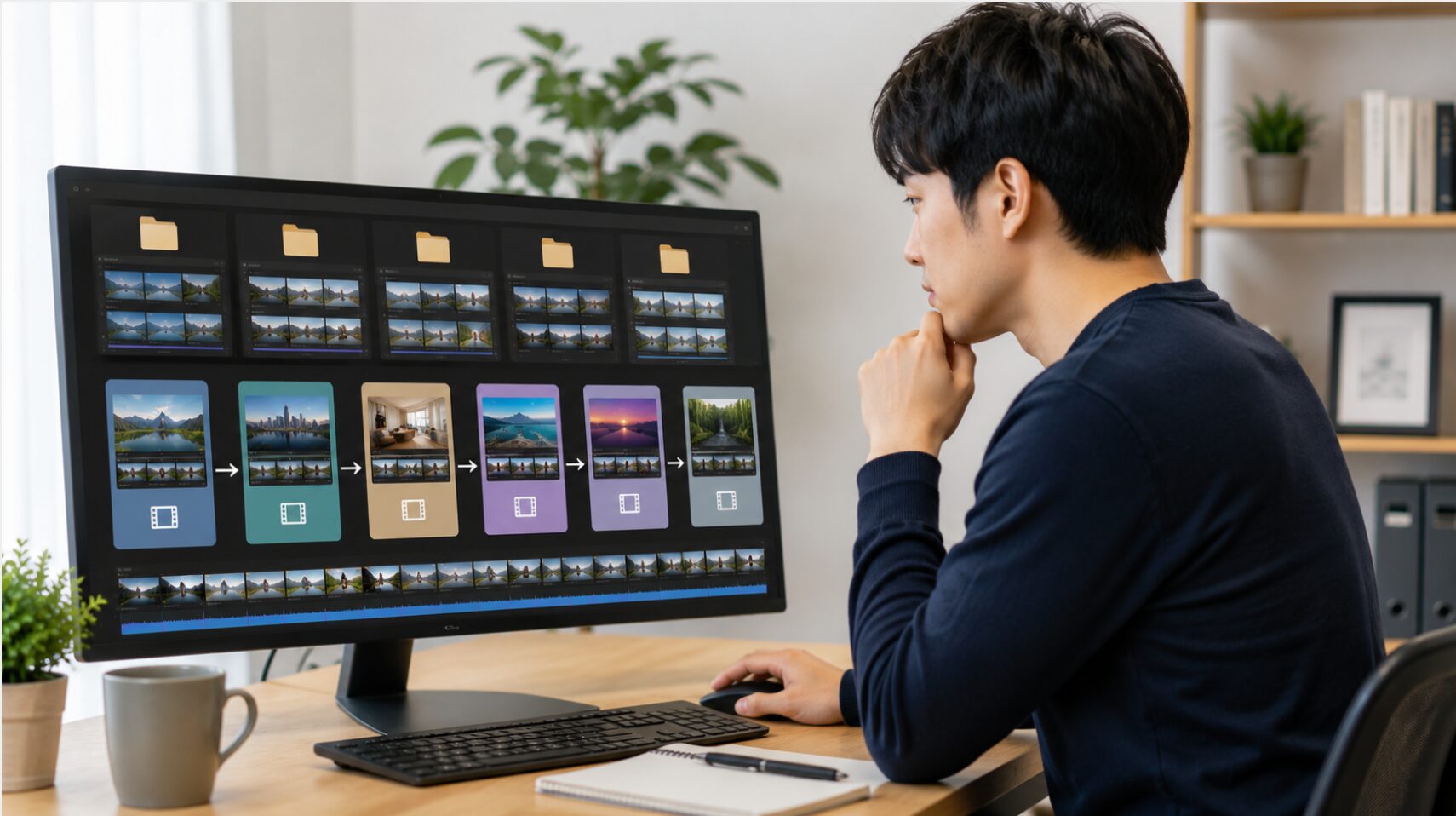 長い動画を複数パートに分割して管理する動画制作のイメージ