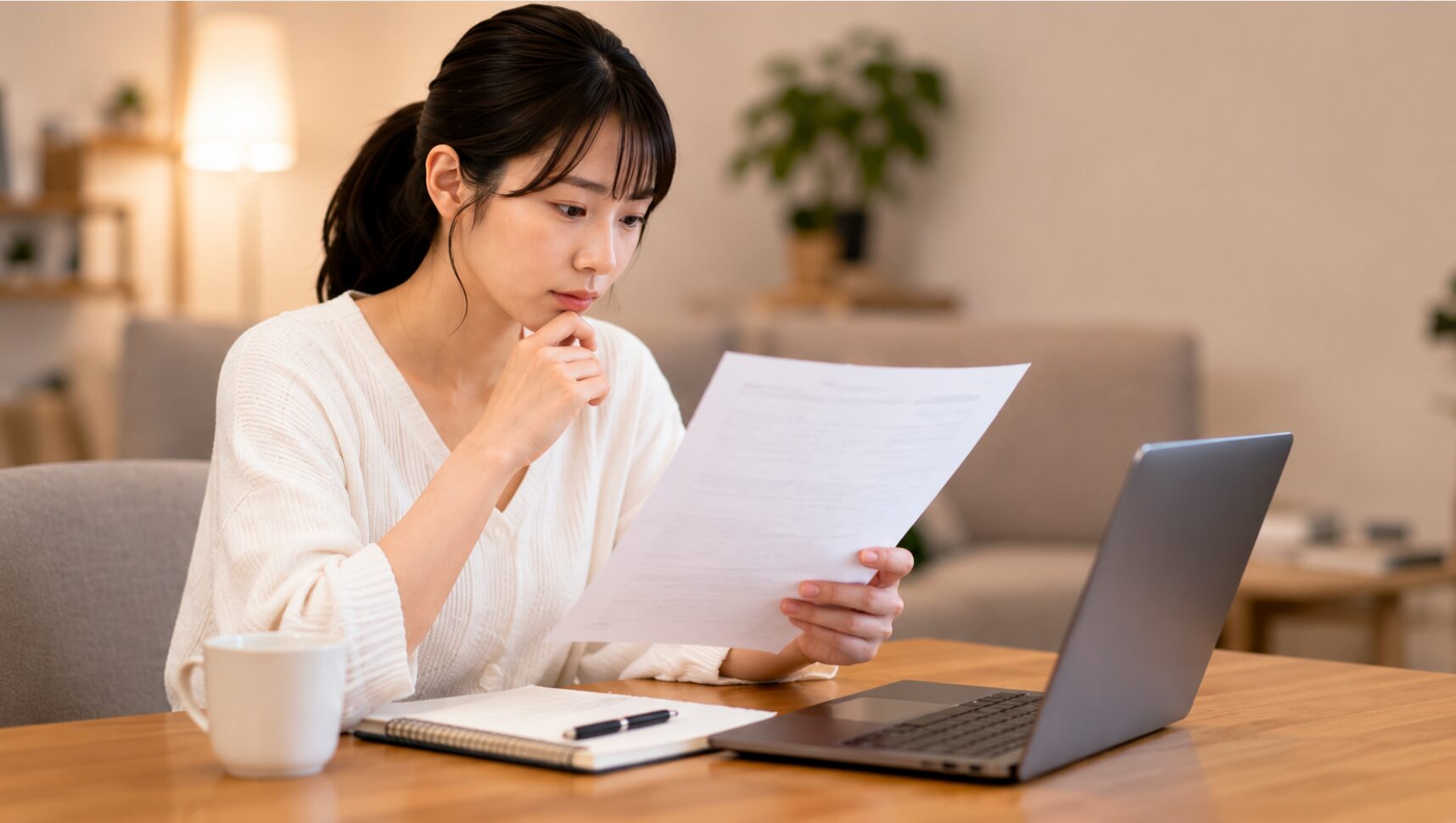 VLLOの課金や自動更新の注意点を確認する日本人女性のイメージ