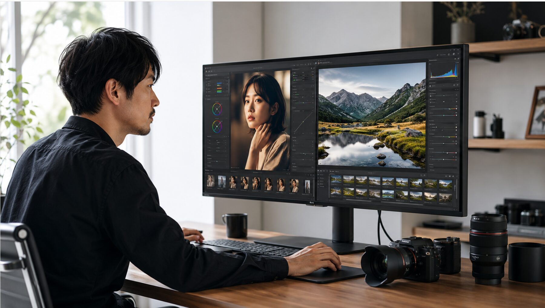 Capture OneとLightroomの比較をイメージし、ポートレートと風景写真をRAW現像する日本人フォトグラファー