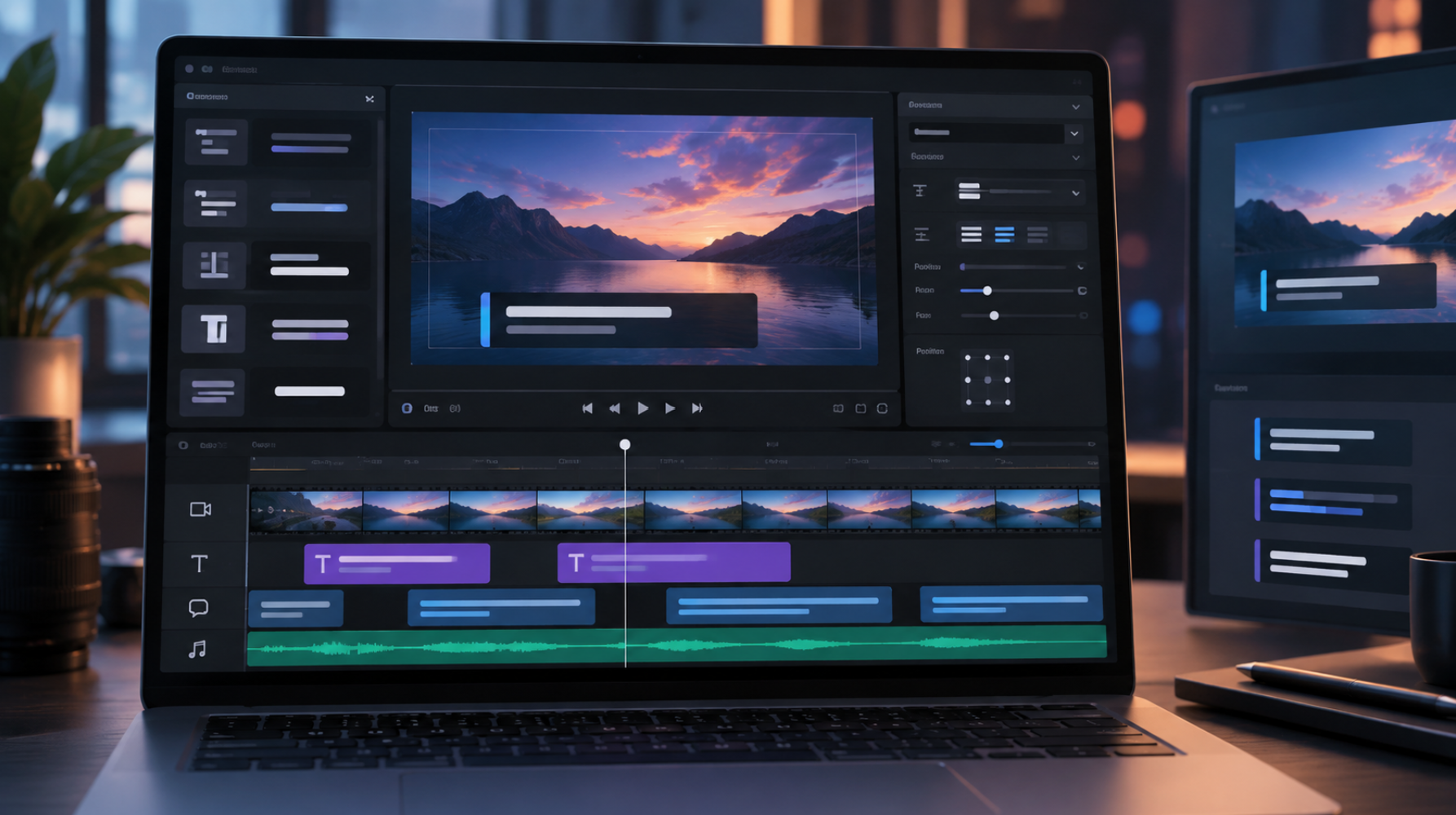 DaVinci Resolveで文字入れやテロップ、字幕を編集している動画編集画面のイメージ