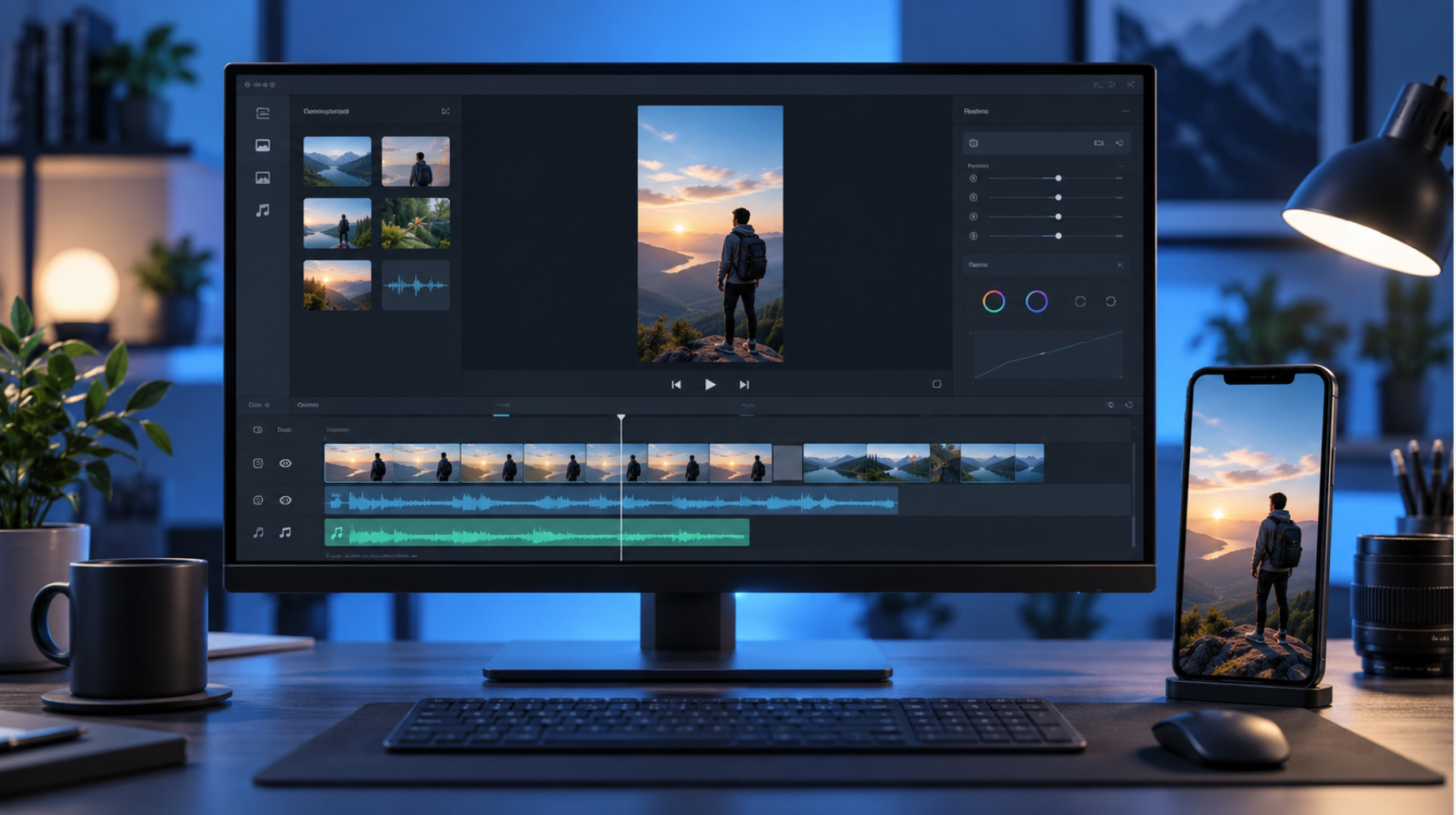 DaVinci Resolveで縦動画やYouTubeショートを編集しているイメージ