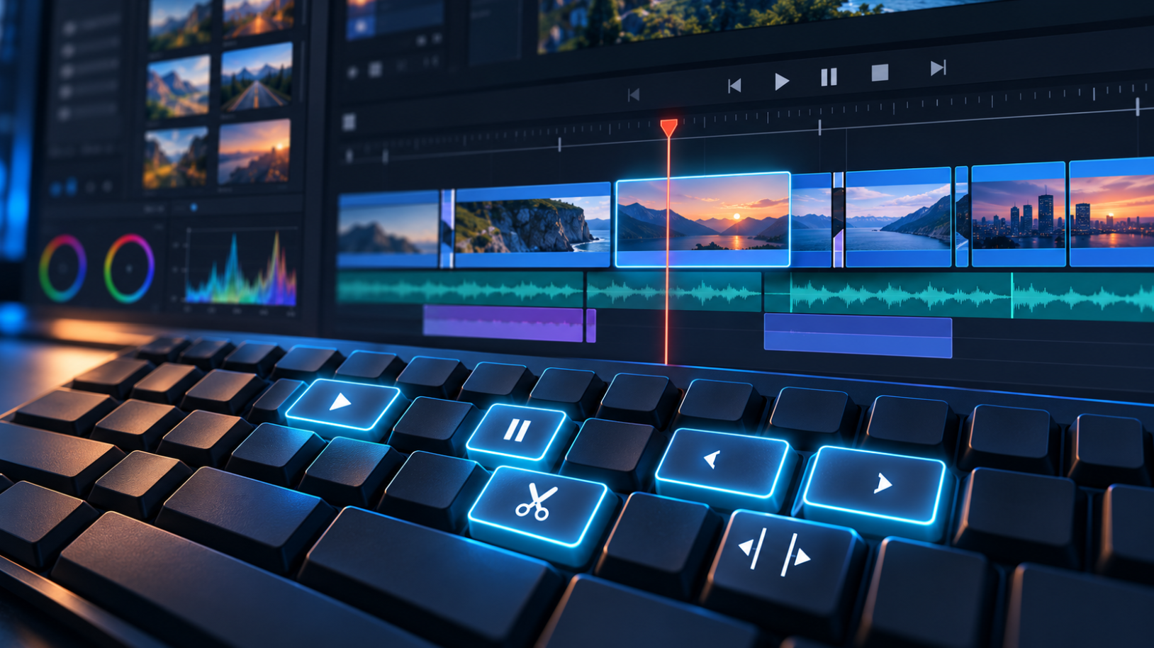 DaVinci Resolveのショートカットキーと動画編集をイメージしたアイキャッチ画像