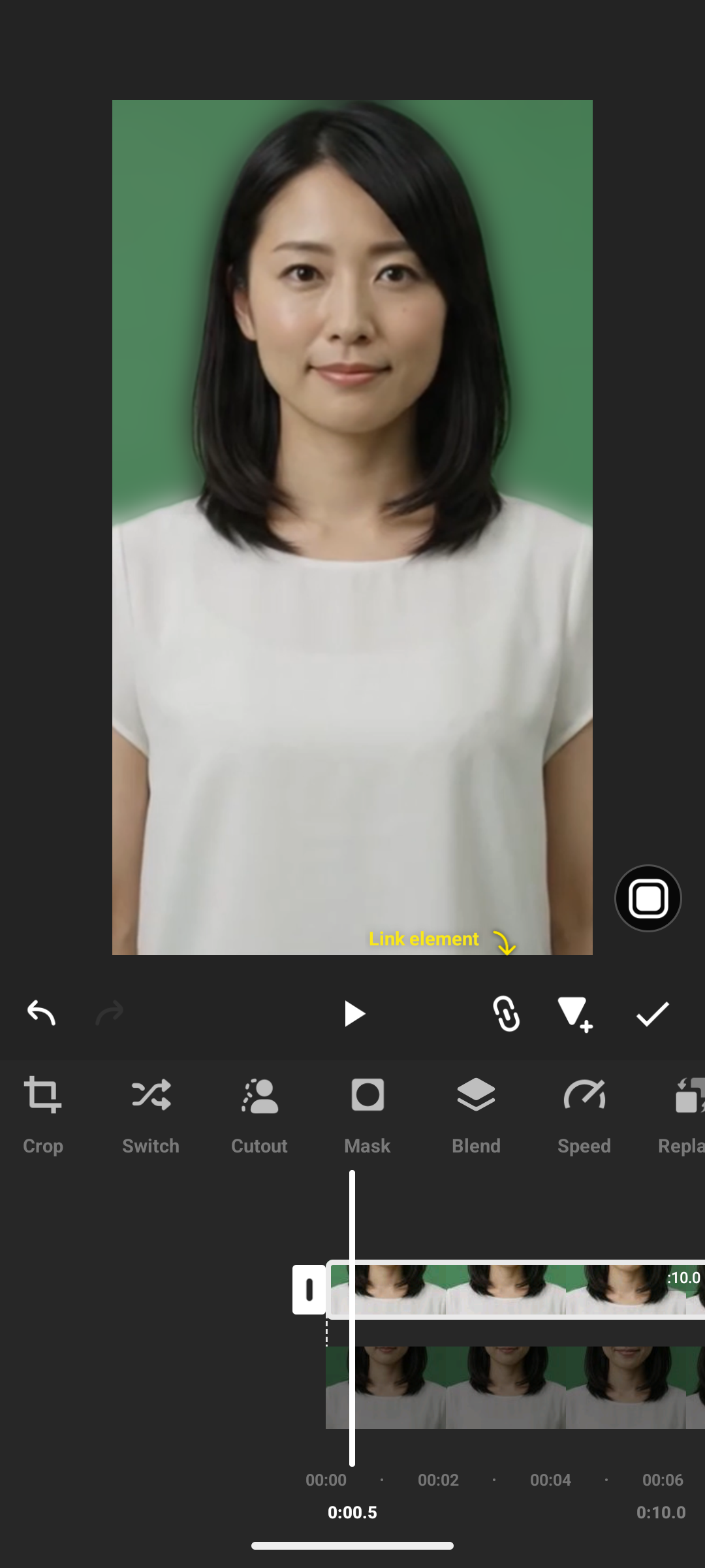 InShotのCutoutで人物を切り抜き背景ぼかし映像の上に重ねた編集結果