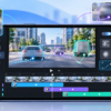 スマートフォンの動画編集画面で車にモザイクやぼかしをかけ、トラッキング機能による追従を表現したイメージ