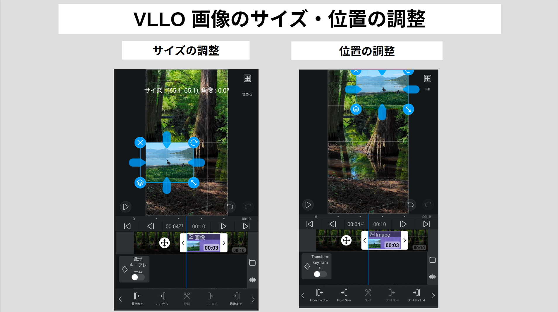 VLLOでPIP画像のサイズと位置を調整して背景動画に重ねる方法